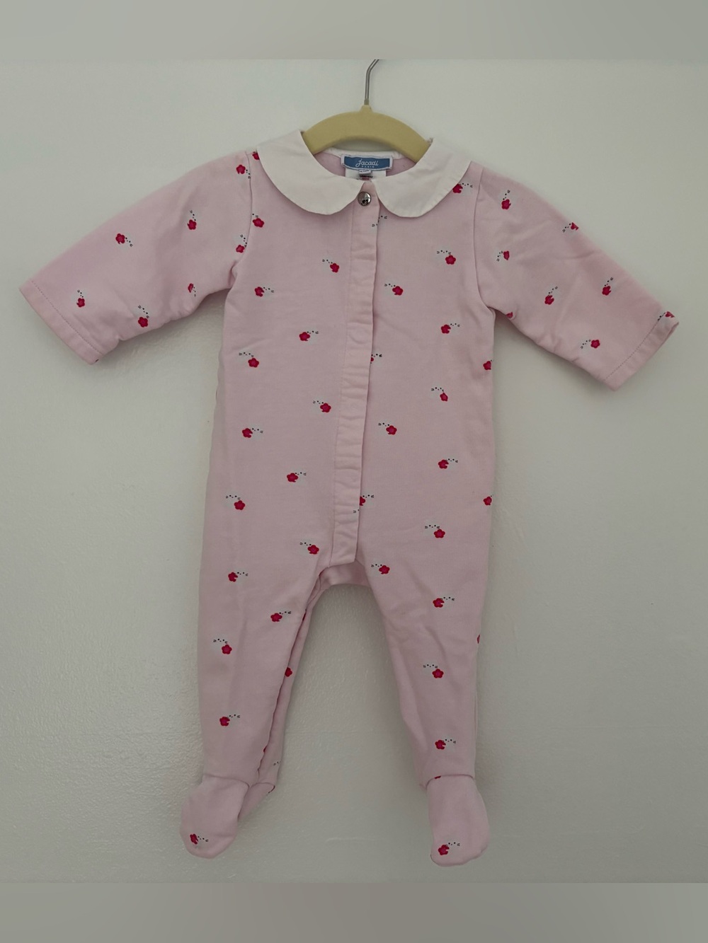 Jacadi Pink Footed One-Piece with White Peter Pan Collar